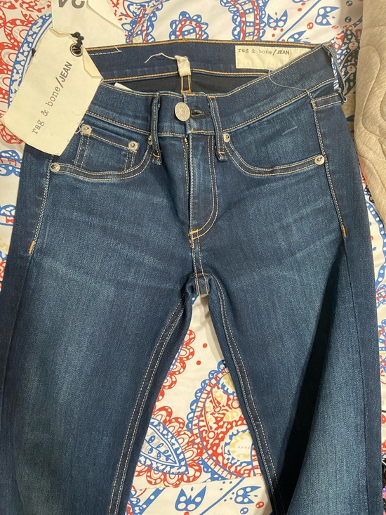 rag & bone Denim - rag & bone Women's Skinny Jeans in Dark Blue Denim